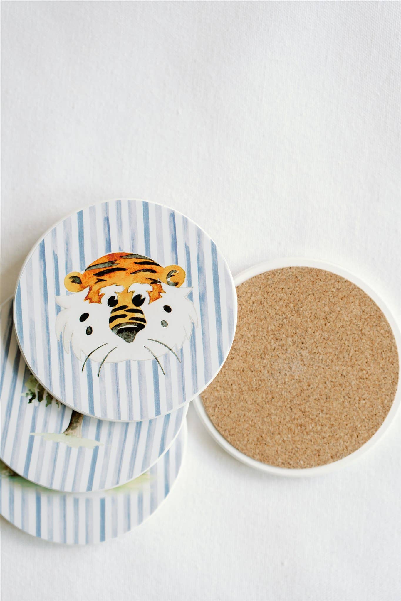 Ceramic Auburn Striped Coasters