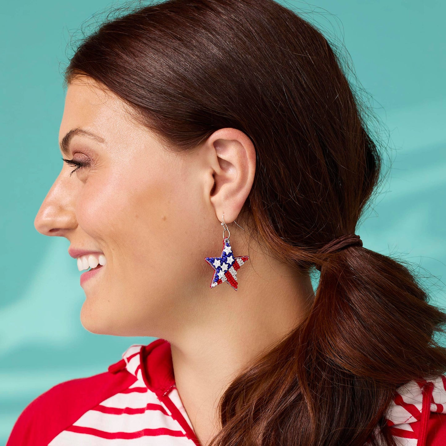 Beaded Star Earrings | 4th of July: Red/White/Blue