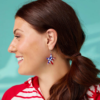Beaded Star Earrings | 4th of July: Red/White/Blue