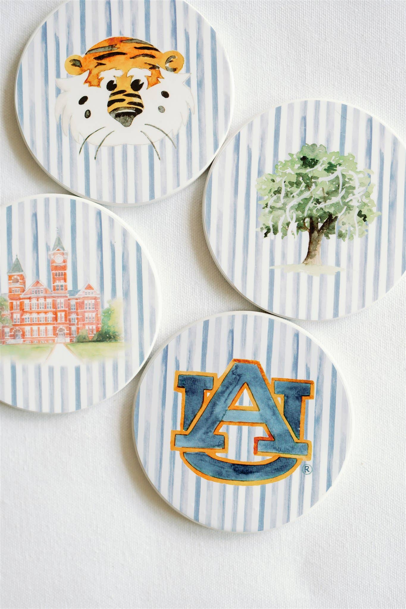 Ceramic Auburn Striped Coasters