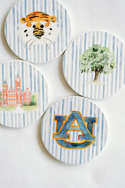 Ceramic Auburn Striped Coasters