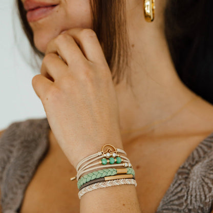 "Reflect" Gold Wave with Beachy Neutrals Hair Tie Bracelets: Medium