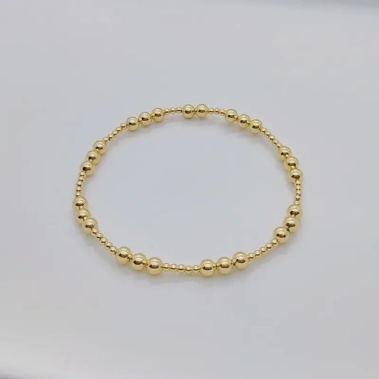 Gold Plated Geometric Classic Bracelets Stretch Elastic: Style C - 3 Balls Small