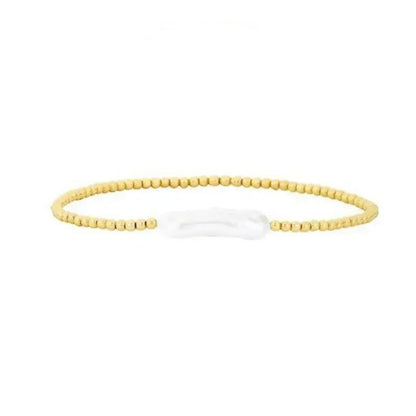 18K Gold Plated Copper Pearl and Gold Beaded Ball Bracelet: One Small Pearl