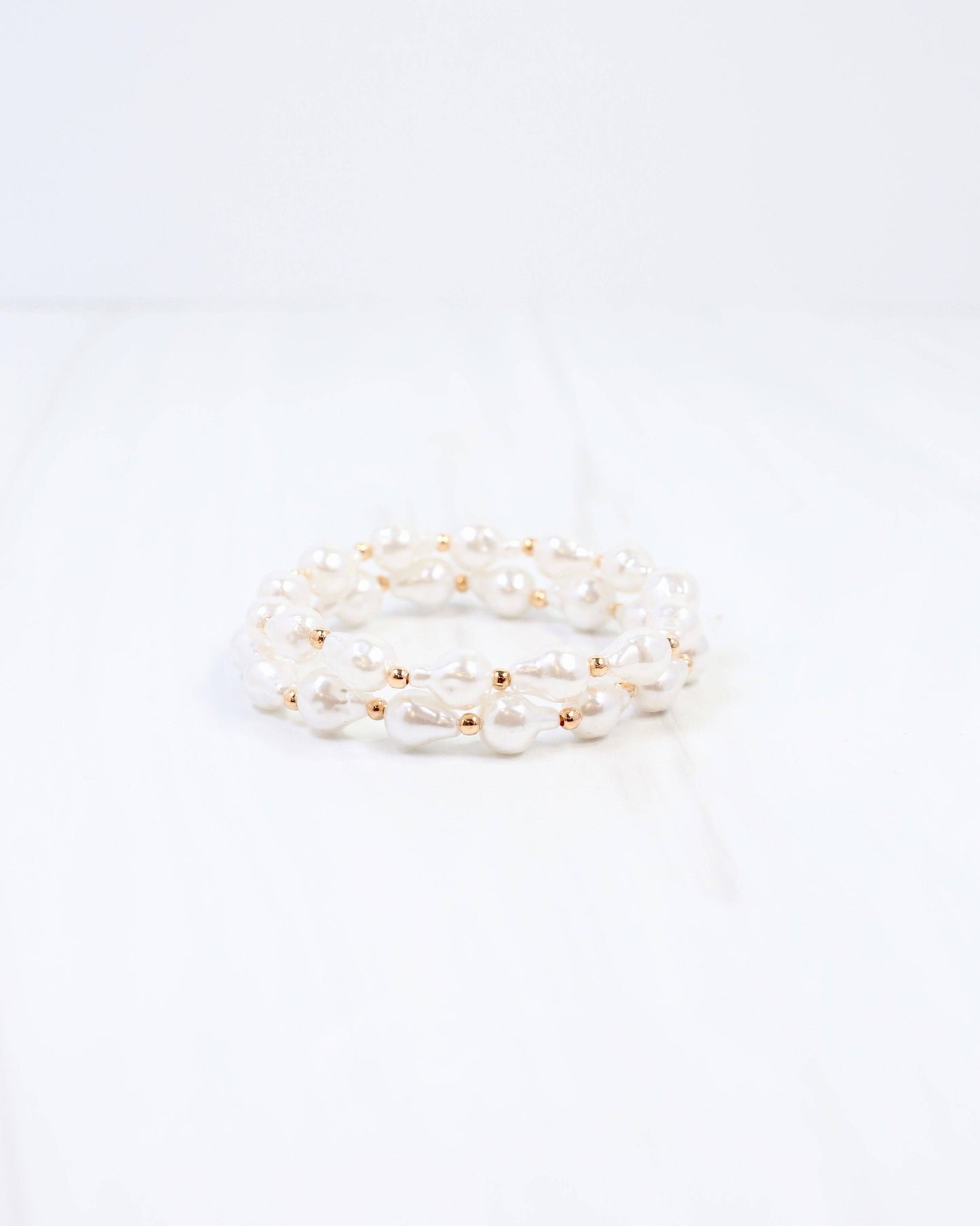 Rye Baroque Pearl Stretch Bracelet Cream: Default