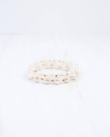 Rye Baroque Pearl Stretch Bracelet Cream: Default