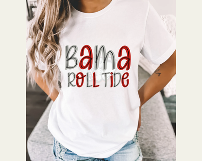 Bama Roll Tide Tee: Gray / L / Bella Canvas