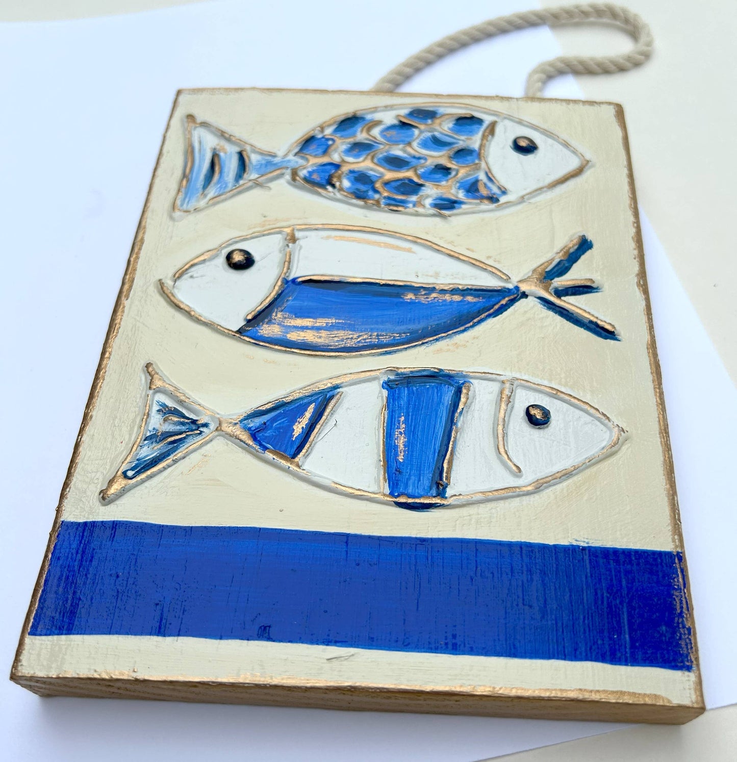Coastal Fish sign | custom personalize beach nautical : Nautical Blues / Blank (no writing)