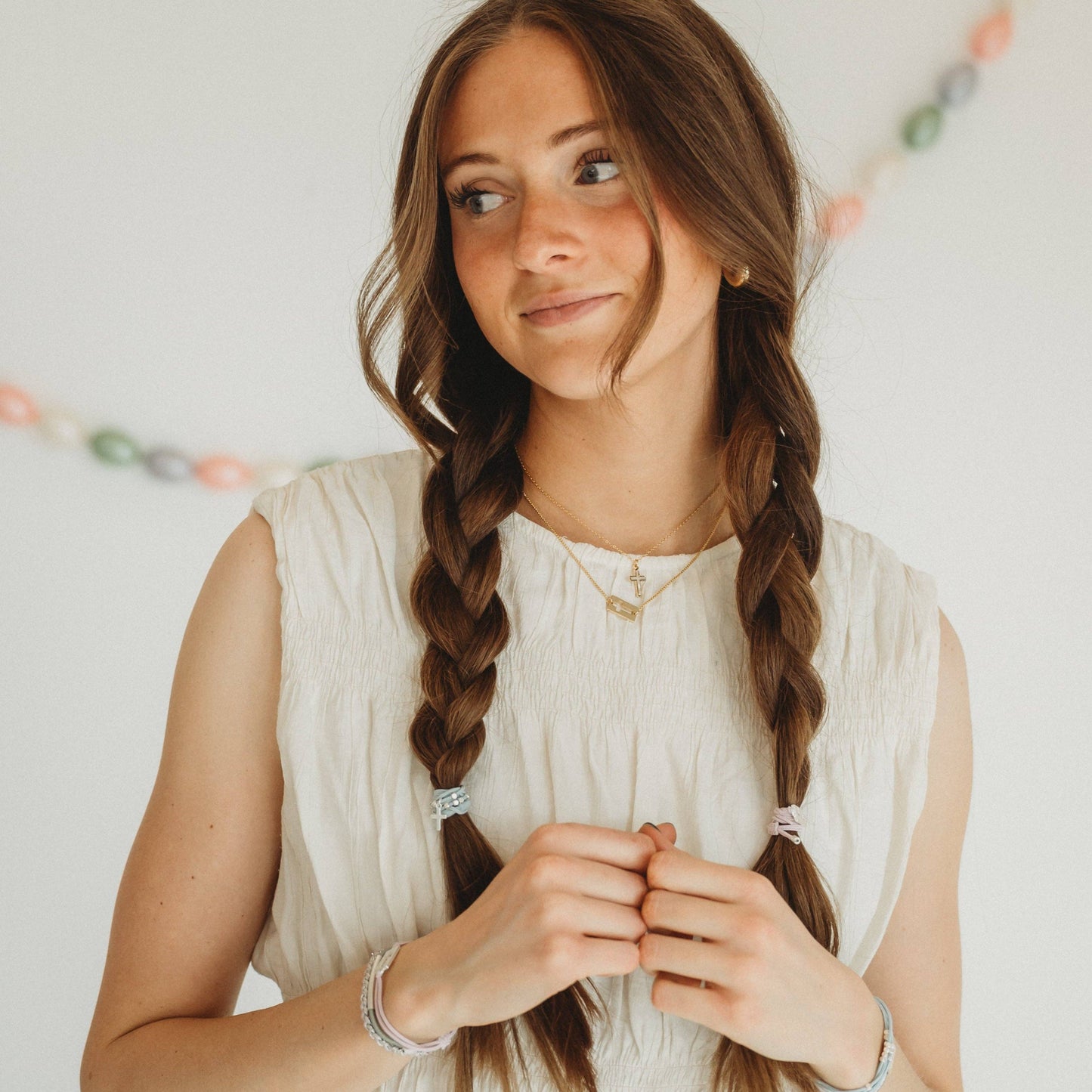 "Faith" Necklace Set Gold Mother of Pearl