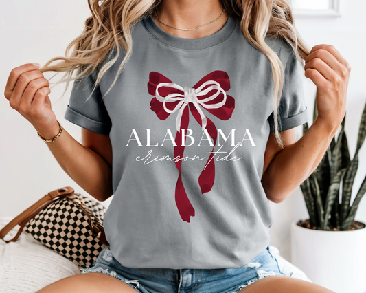 Alabama Bow Tee: Charcoal / M / Bella Canvas