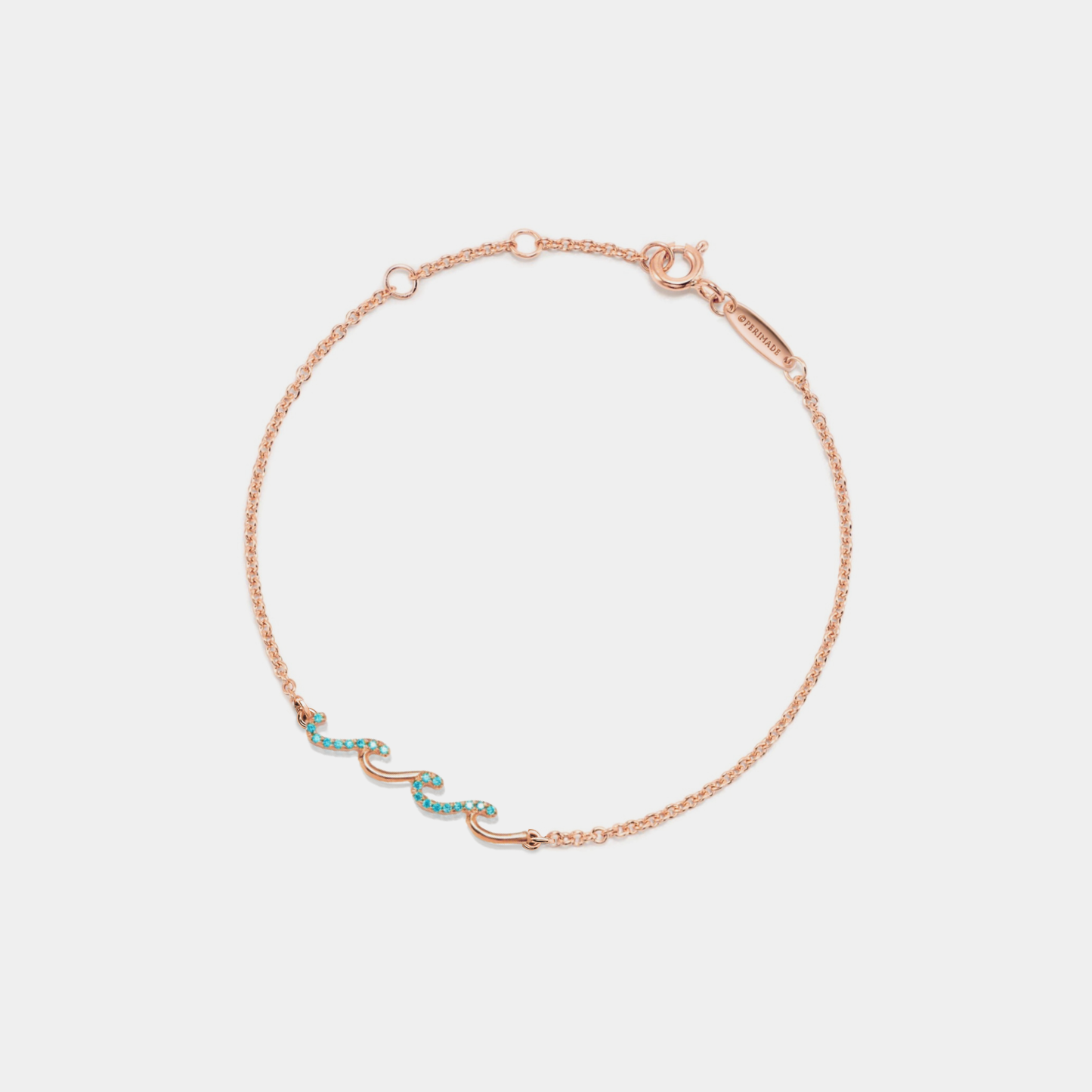 Ocean Wave Sea Beach Charm Anklet in 925 Sterling Silver: Rose gold
