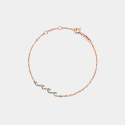 Ocean Wave Sea Beach Charm Anklet in 925 Sterling Silver: Rose gold