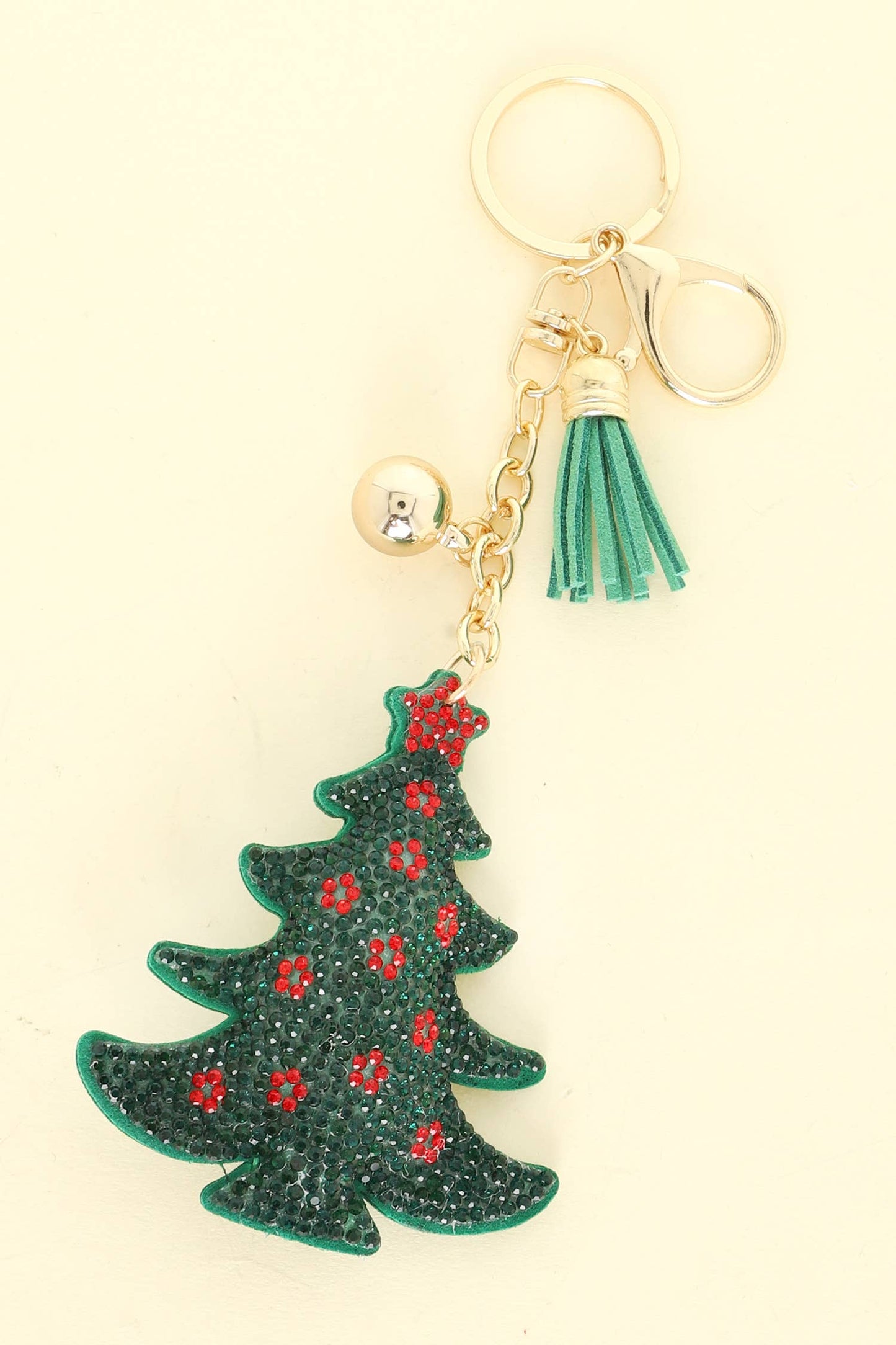 Christmas Tree Rhinestone Pave Keychain