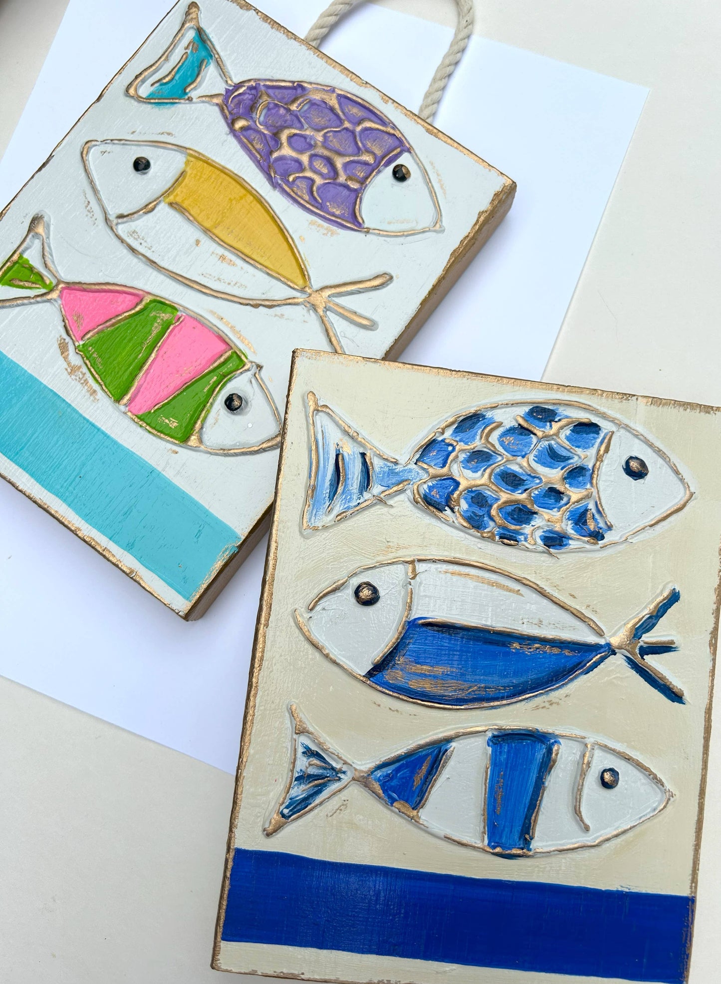 Coastal Fish sign | custom personalize beach nautical : Nautical Blues / Blank (no writing)