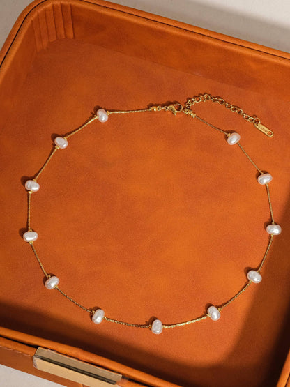 Ida 18K Non-Tarnish Petite Pearl Necklace: Yellow Gold / Necklace