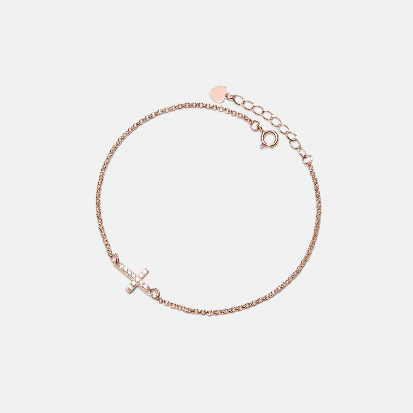 Dainty Gold Cross Charm Bracelet in 925 Sterling Silver: Gold