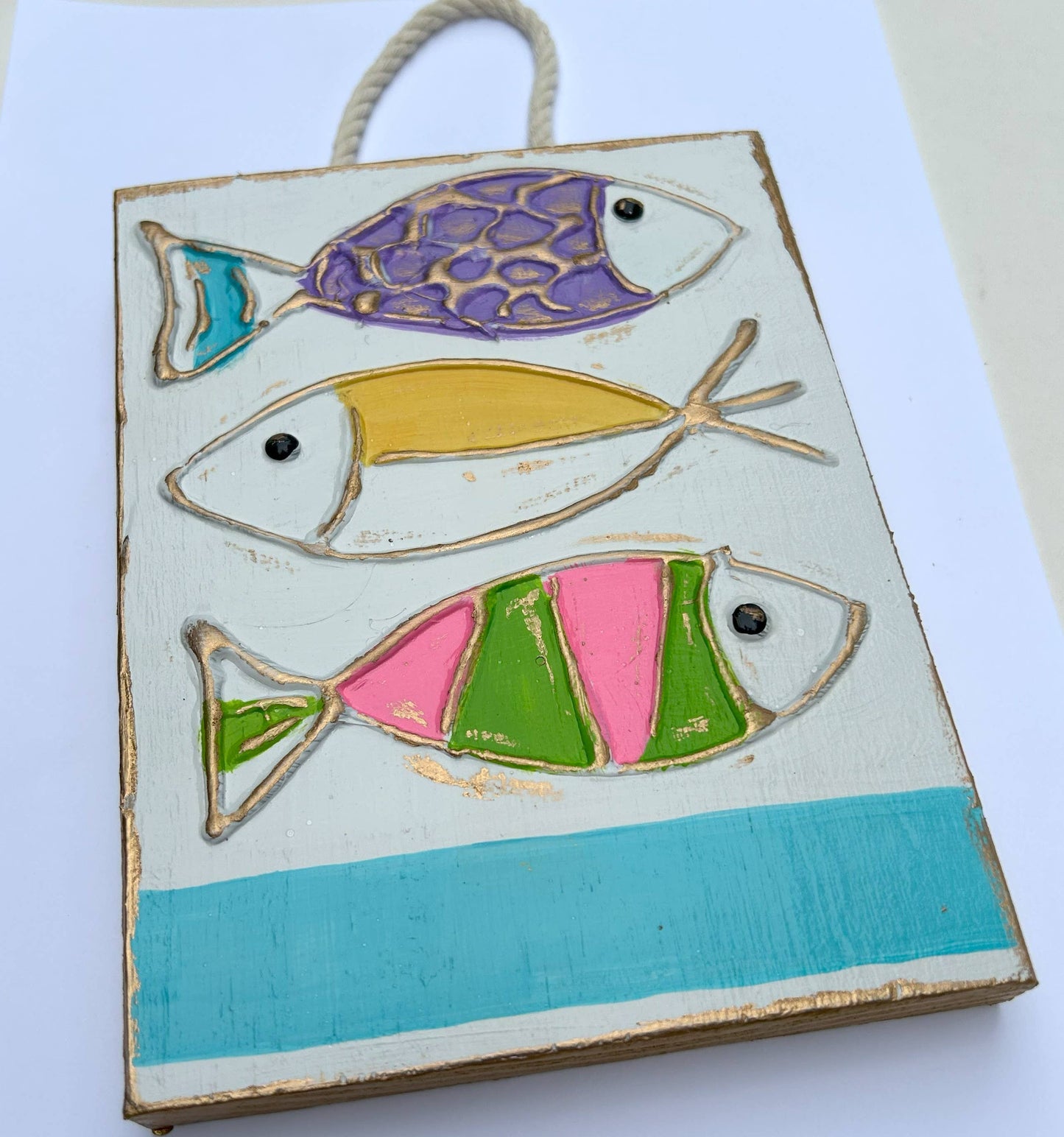 Coastal Fish sign | custom personalize beach nautical : Nautical Blues / Blank (no writing)