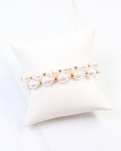 Rye Baroque Pearl Stretch Bracelet Cream: Default