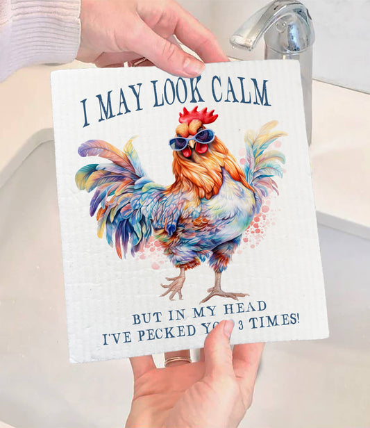 May Look Calm Funny Saying SWEDISH DISH CLOTH