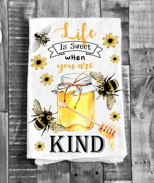 Bees Life Is Sweet Be Kind Kitchen Flour Sack Tea Towels