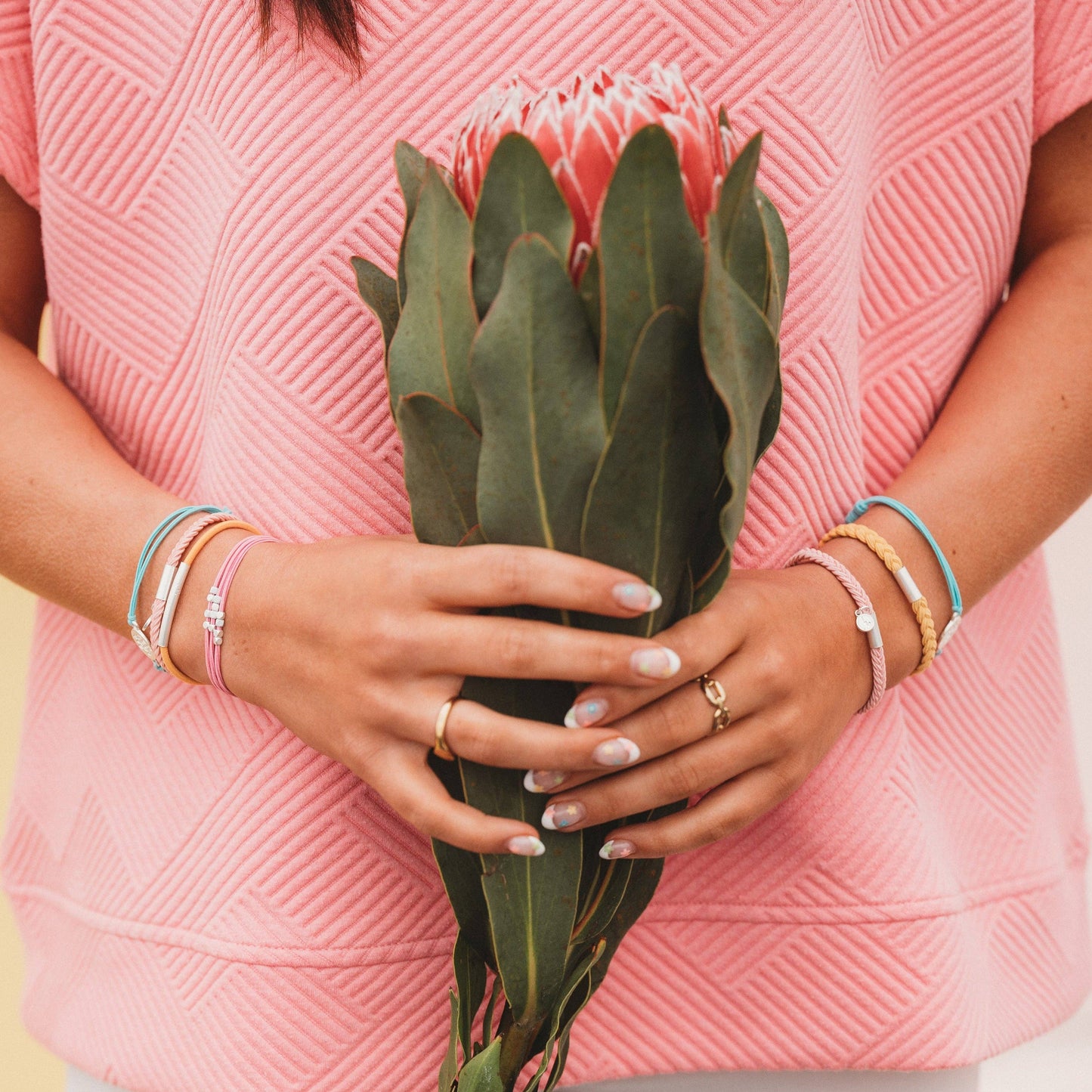 "Embrace" Bright Pastels with Silver Sea Turtle Charm Hair Tie Bracelets: Medium