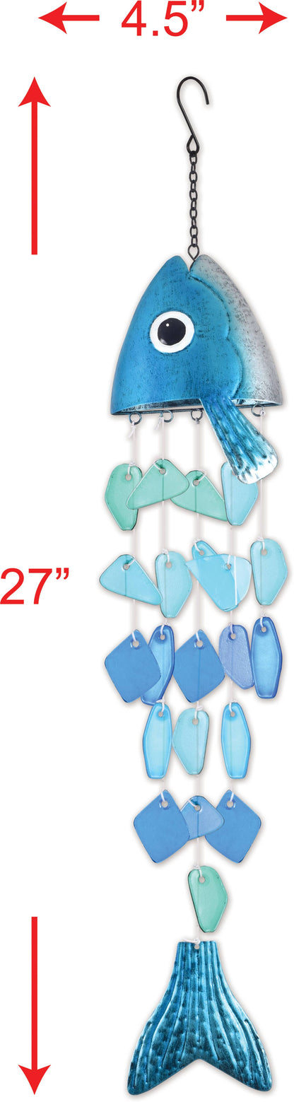 Blue-Fish Glass Chime - 95182