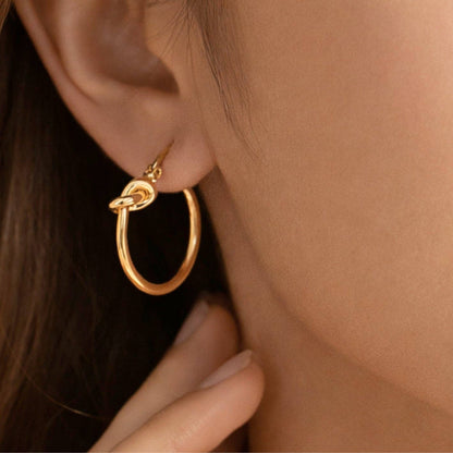 18K Gold Plated Waterproof Stainless Steel Hoop Earrings - 7076: S0OX3T7076 Gold