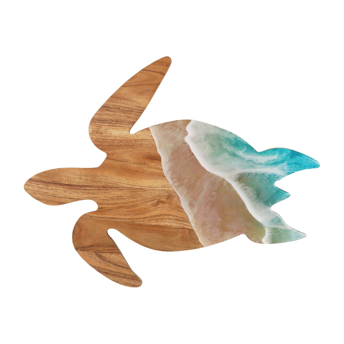 Coastal Sea Turtle Wave Acacia Wood Server