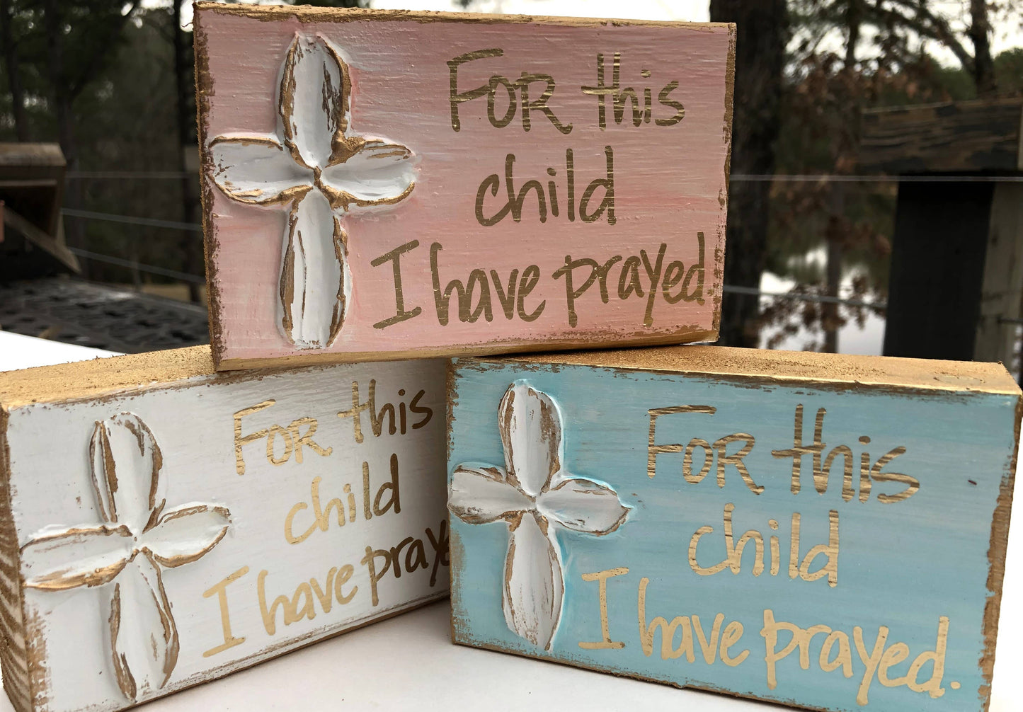 "For This Child" hand painted Nursery Baby Newborn Expecting: Powder pink