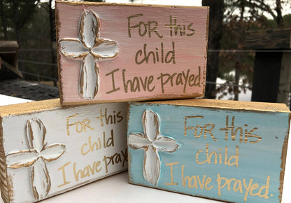 "For This Child" hand painted Nursery Baby Newborn Expecting: Sky blue