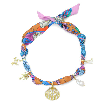 Convertible Scarf Necklace, Adjustable Silk Scarf nkl, EF808: #2 / Scarf with LD746 Heart