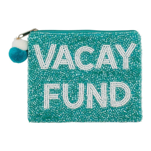 Vacay Fund Beaded Coin Purse LAC-CP-1587: Turquoise