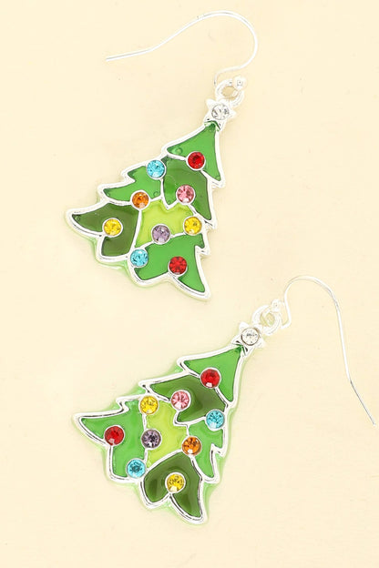 Christmas Tree Stained Glass Epoxy Earrings